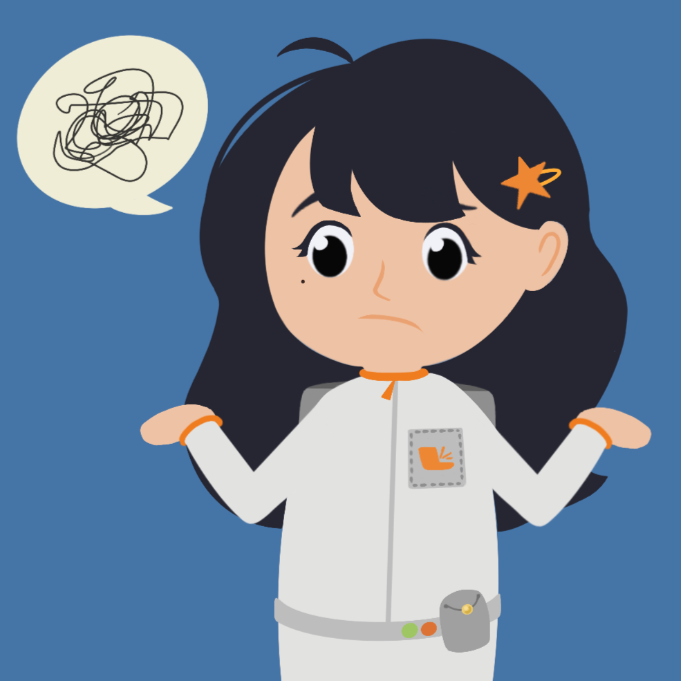 Confused astronaut girl